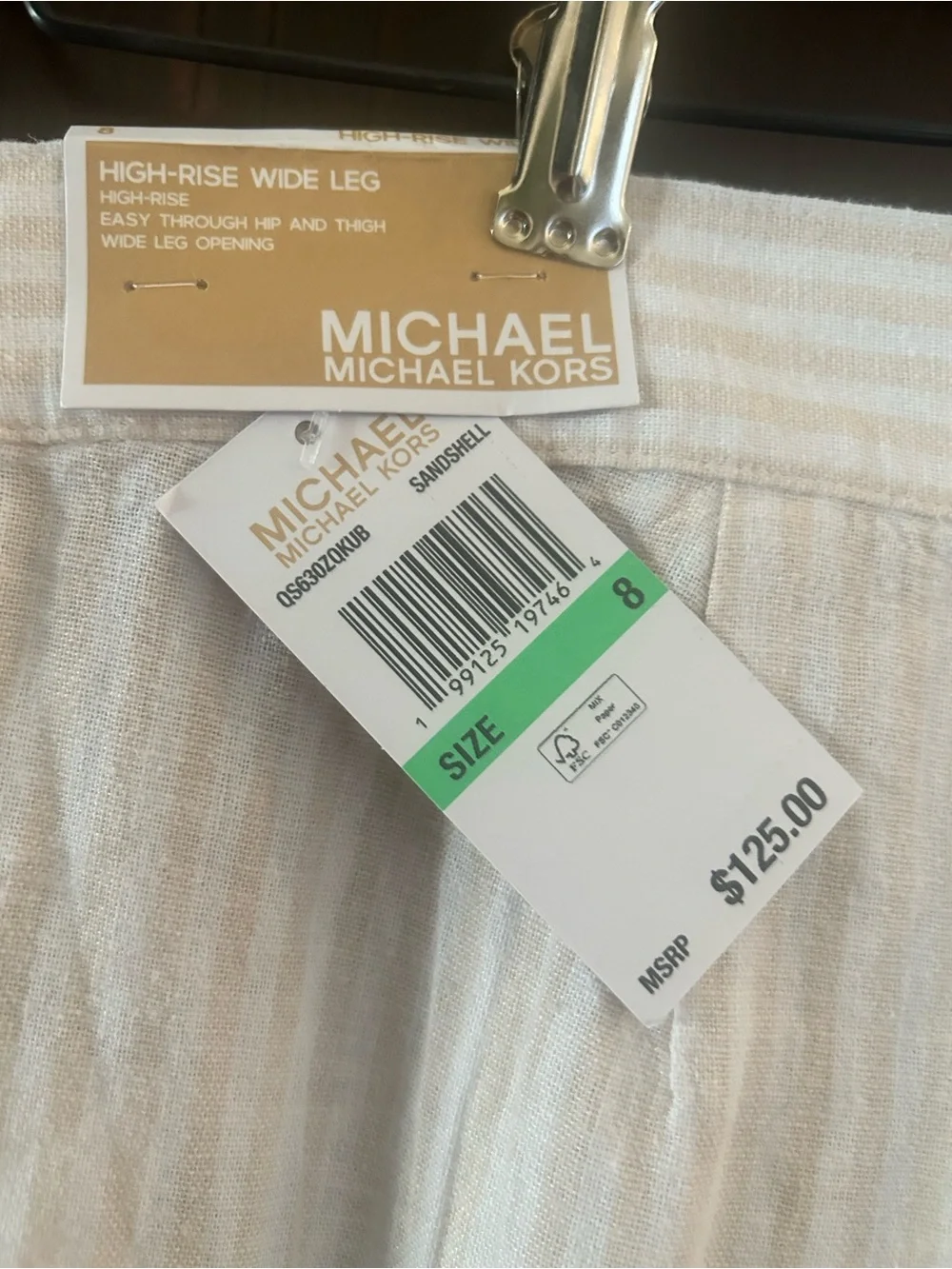 Michael Kors Cream Wide-Leg Linen-Blend Pants